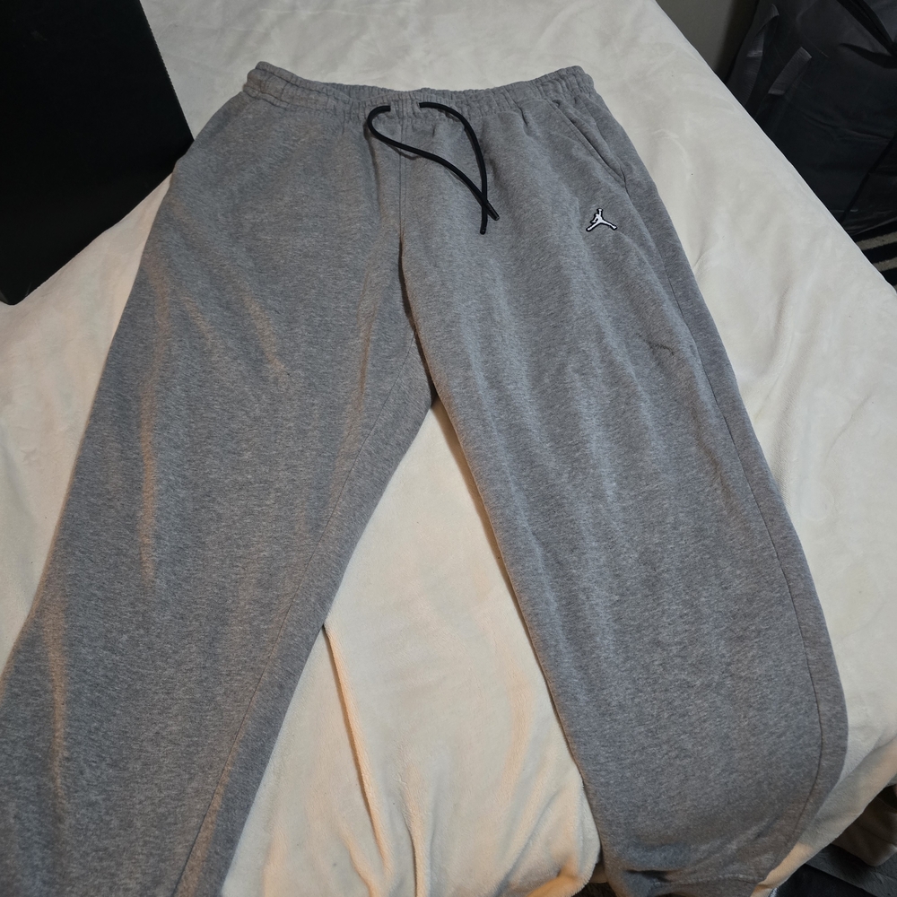 Men's Jordan Gray Sweatpants with Black Drawstring